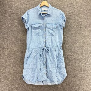 5/$45 Thread+Supply Shirt Dress Women S Small Blue Short Drawstring Pockets
